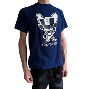Mens Tokyo‎ 2020 Olympics T Shirt Blue Graphic Tee So-Fi Mascot